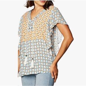 Ella Moon Lace Up Summer Beach Boho Blouse - Size Large